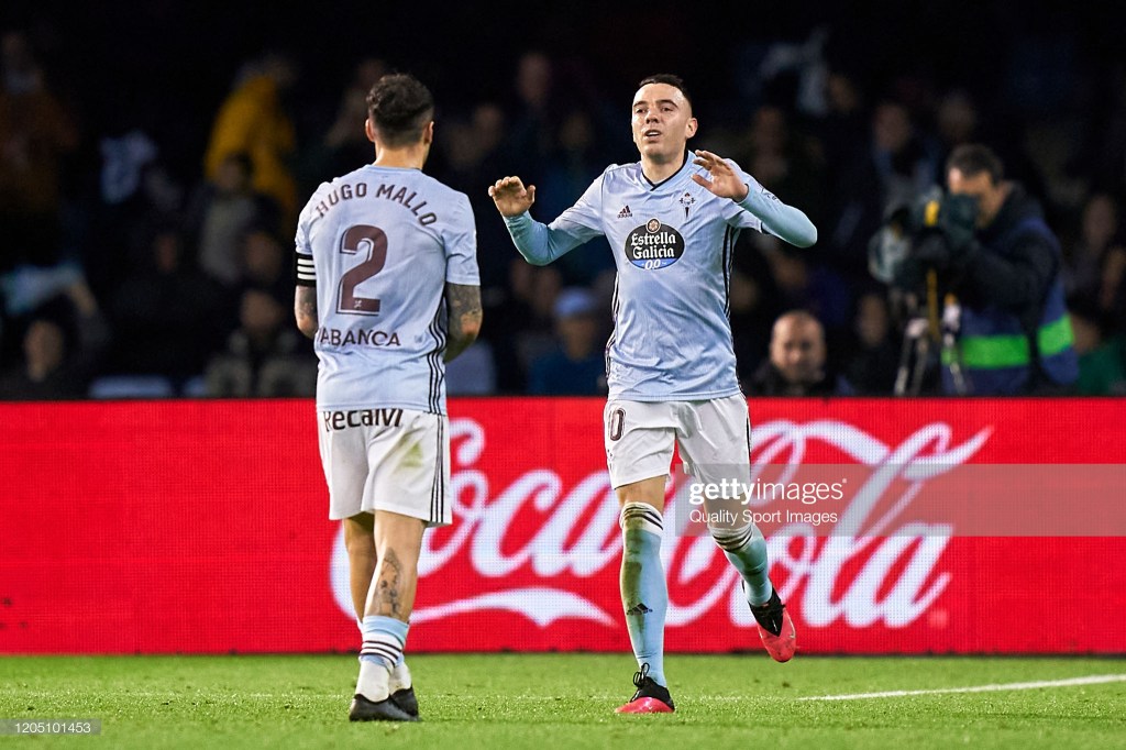 Iago Aspas celebrando el gol del 1-1 contra el Sevilla.